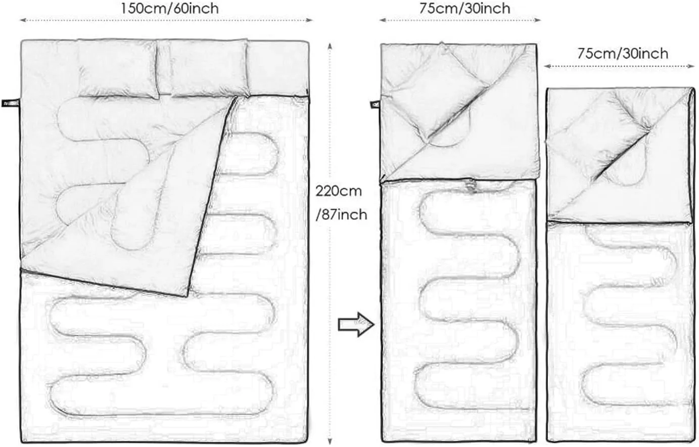 Double Sleeping Bag Equipment 2 Person Cover Detachable Versatile Backpacking Quilt Warm Camping Sleep Bag for Mountaineering