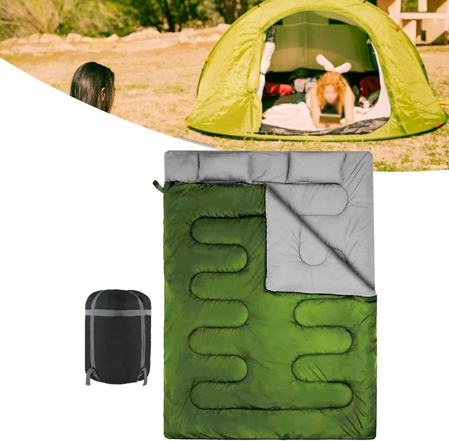 Double Sleeping Bag Equipment 2 Person Cover Detachable Versatile Backpacking Quilt Warm Camping Sleep Bag for Mountaineering