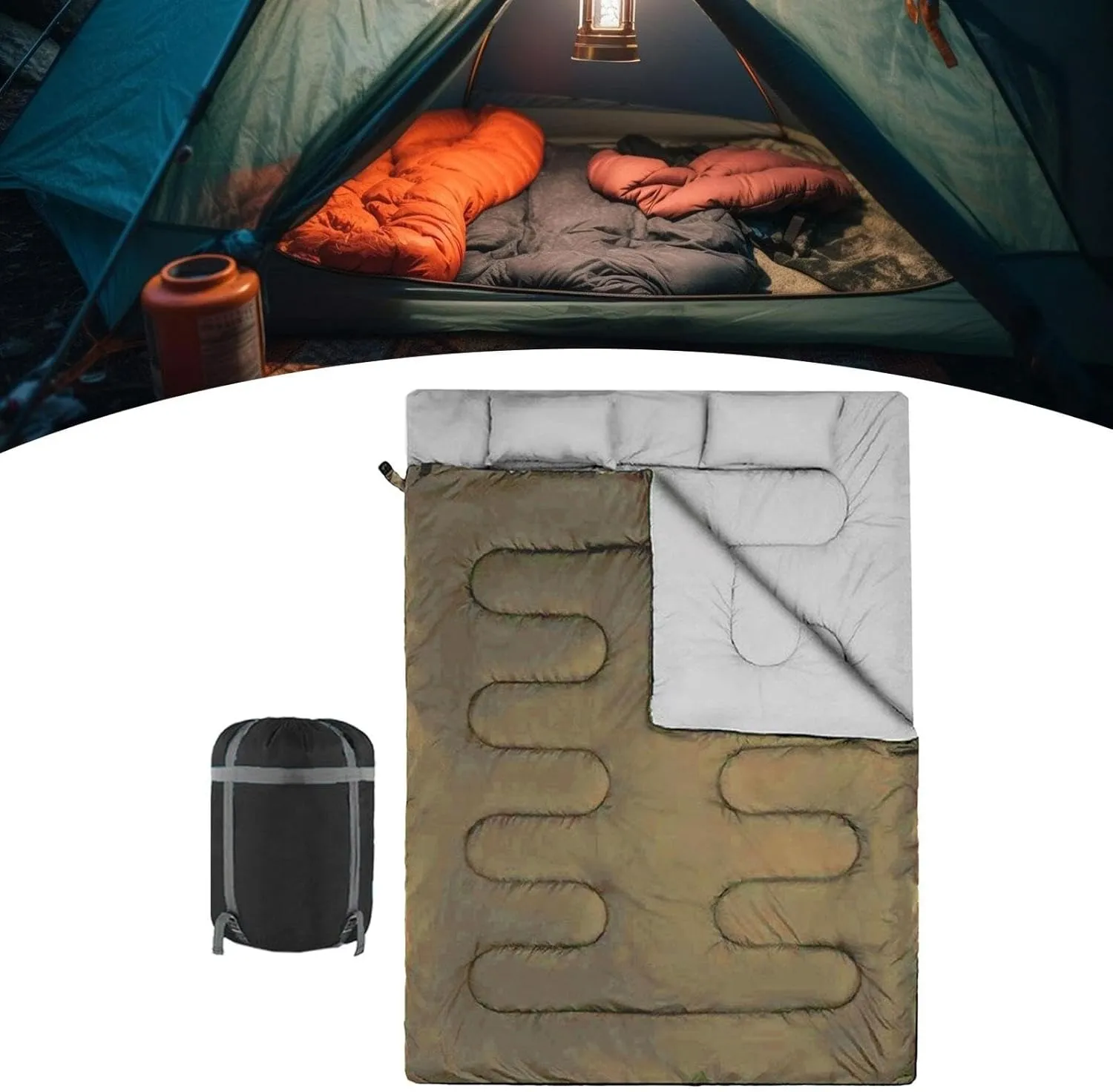 Double Sleeping Bag Equipment 2 Person Cover Detachable Versatile Backpacking Quilt Warm Camping Sleep Bag for Mountaineering