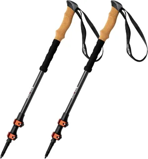 Drakon Outdoors - Drakon Sticks 2.0 - Heavy Duty Carbon Fiber Trekking Poles - Ultralight Collapsible Poles with Cork Handles, Flip Locks, Carbide Tips