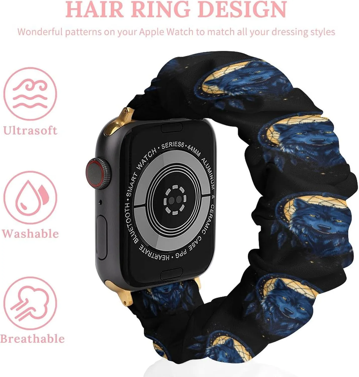 Dream-catcher Wolf Fashion Watch Strap Scrunchies Wristbands Compatible With IWatch Series