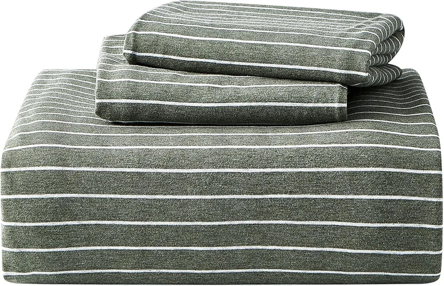 Dream Sunset 100% Cotton Jersey Knit Duvet Cover Set, Twin Size/Twin XL, Green White, Breathable and Super Soft touch, Skin Friendly Like T-Shirt , Zipper Closure ,1 Duvet Cover   1 Pillow case