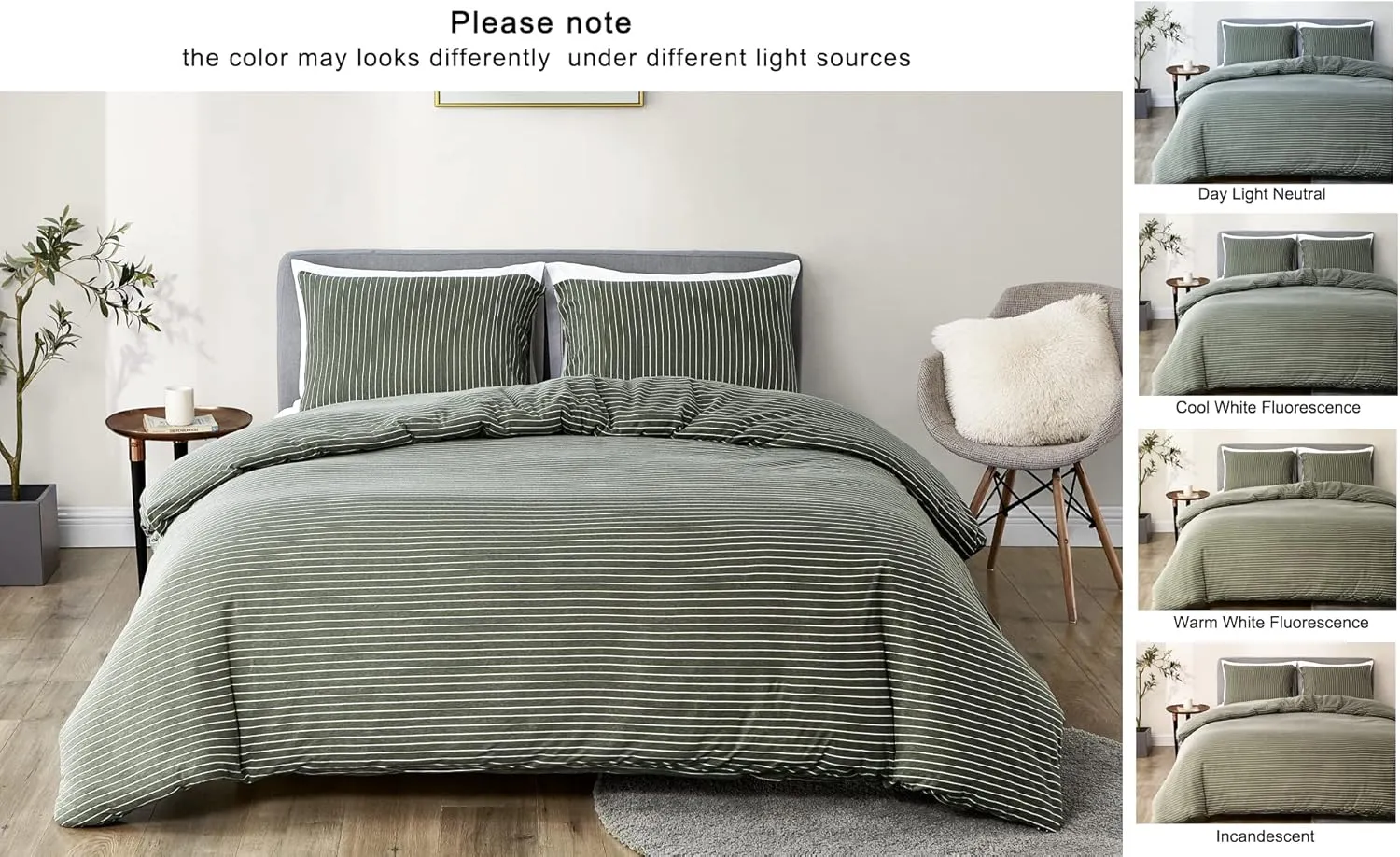 Dream Sunset 100% Cotton Jersey Knit Duvet Cover Set, Twin Size/Twin XL, Green White, Breathable and Super Soft touch, Skin Friendly Like T-Shirt , Zipper Closure ,1 Duvet Cover   1 Pillow case