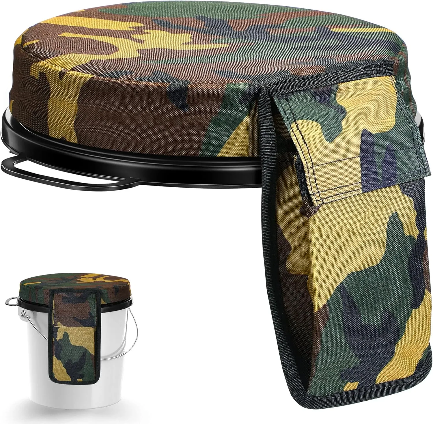 Dreyoo 360 Degree Swivel Bucket Seat, 5 Gallon Bucket Lid, Spin Bucket Seat Cushion, Silent, Comfortable, Water Resistant, for Fishing, Gardening, Hunting and Camping (Choose Heating Or No Heating)