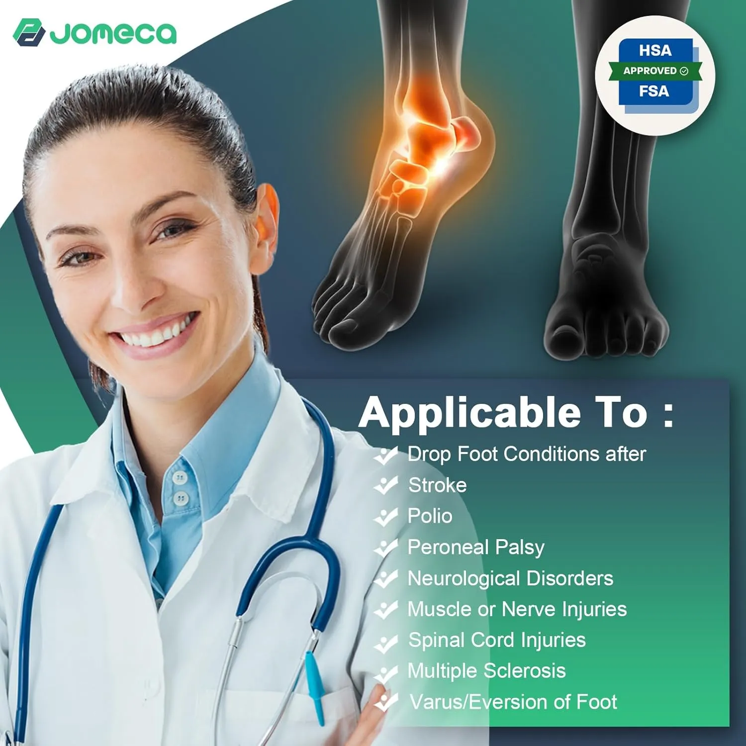 Drop Foot Brace with Arch Support Adjustable AFO Foot Orthosis Brace for Walking, Relieve the Instability of Lower Limbs by MS, TBI, Stroke, Cerebral Palsy, Fracture FSA or HSA Eligible (Left, Large)