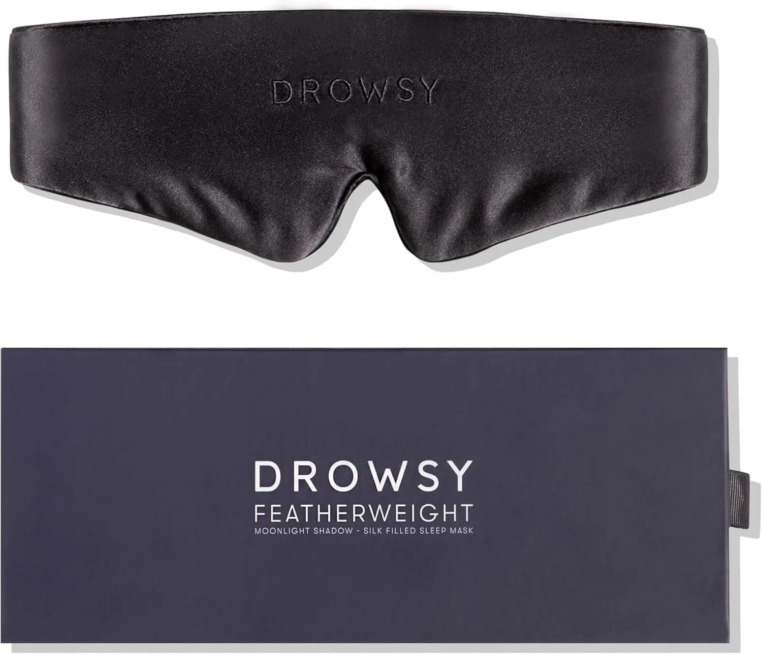 Drowsy Featherweight Silk Sleep Mask – Luxury Blackout Eye Mask for Sleeping & Travel, 100% Mulberry Silk, Lightweight Comfort, Adjustable Strap, Protects Skin & Hair - Moonlight Shadow