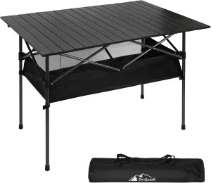 Dr.Quark Camping Table 41.4''x 28.4'' Ultra Compact Aluminum Folding Table With Large Storage Roll Up Portable 4-6 Person Foldable Camp Table and Carry Bag