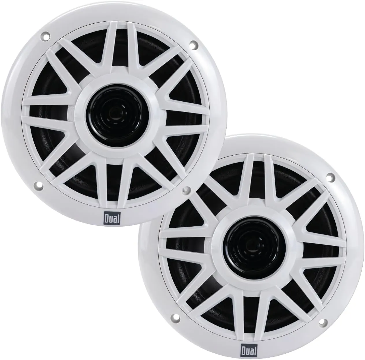 Dual Electronics DMP623 Marine Radio Speakers | 6.5 inch Weather-Resistant Dual Cone High Performance Marine Stereo Boat Speakers with 100 Watts of Peak Power | White