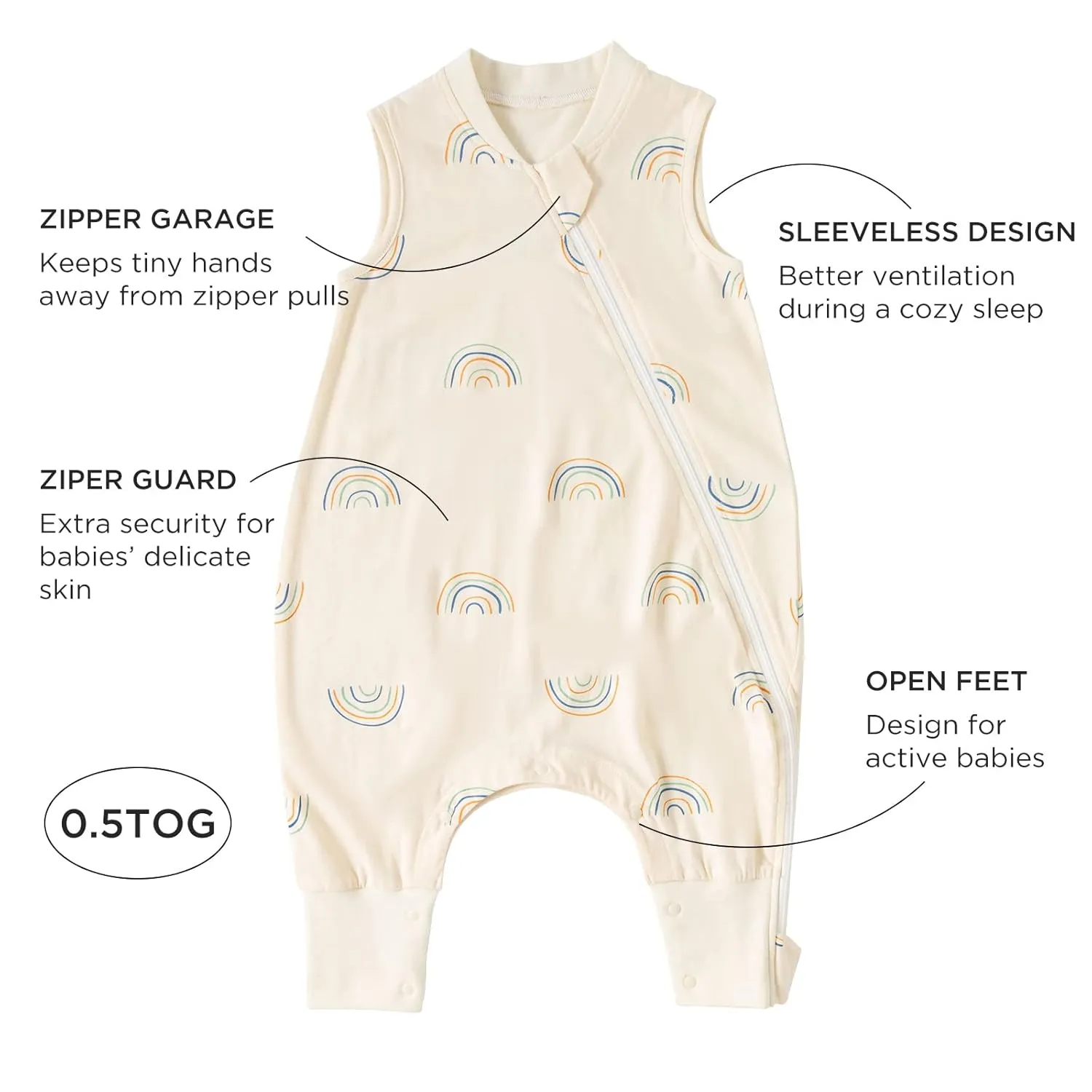 Duomiaomiao 0.5 TOG Toddler Sleep Sack 12-24 Months 100% Cotton Lightweight Baby Sleep Sack with Feet, Breathable Comfy Toddler Wearable Blanket