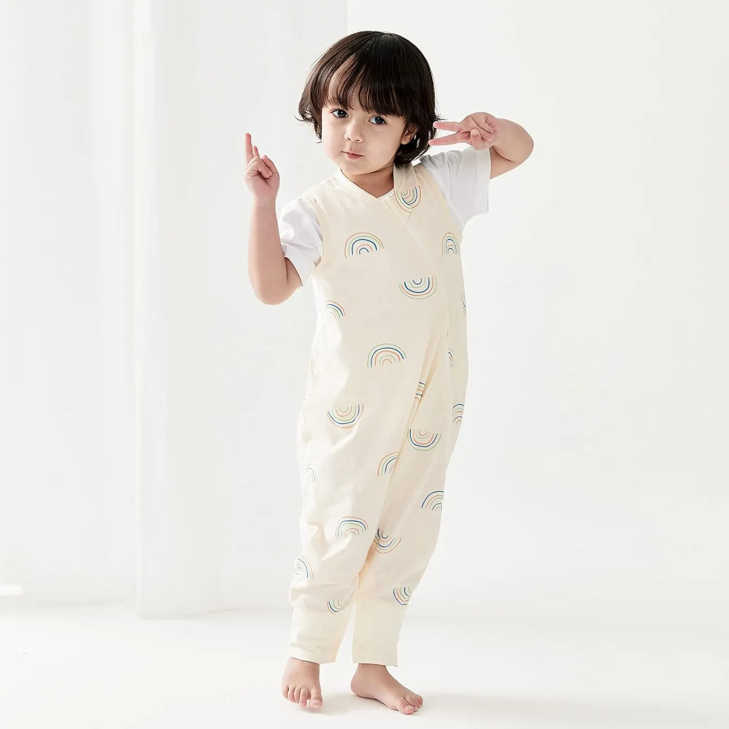 Duomiaomiao 0.5 TOG Toddler Sleep Sack 12-24 Months 100% Cotton Lightweight Baby Sleep Sack with Feet, Breathable Comfy Toddler Wearable Blanket
