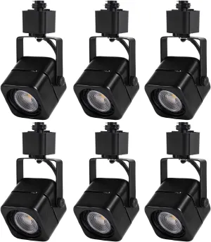 EAGLOD 10W Dimmable LED Track Light Head,3 Wire Single Circuit H Type Track Lighting Rail Ceiling Spotlight for Accent Task Wall Art Lighting, Kitchen 120V 36° Angle 6 Pack(3000K Warm White)