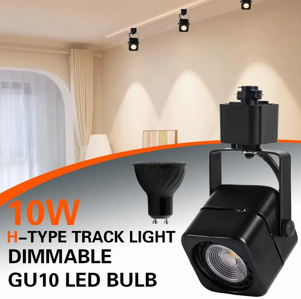 EAGLOD 10W Dimmable LED Track Light Head,3 Wire Single Circuit H Type Track Lighting Rail Ceiling Spotlight for Accent Task Wall Art Lighting, Kitchen 120V 36° Angle 6 Pack(3000K Warm White)