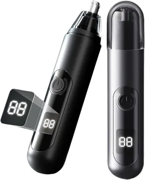 Ear and Nose Hair Trimmer Suitable for Men and Women, with LED Display Screen, USB Rechargeable, 2024 Professional Painless Eyebrow, Facial and Nose Hair Trimmer, (Round Bottom)