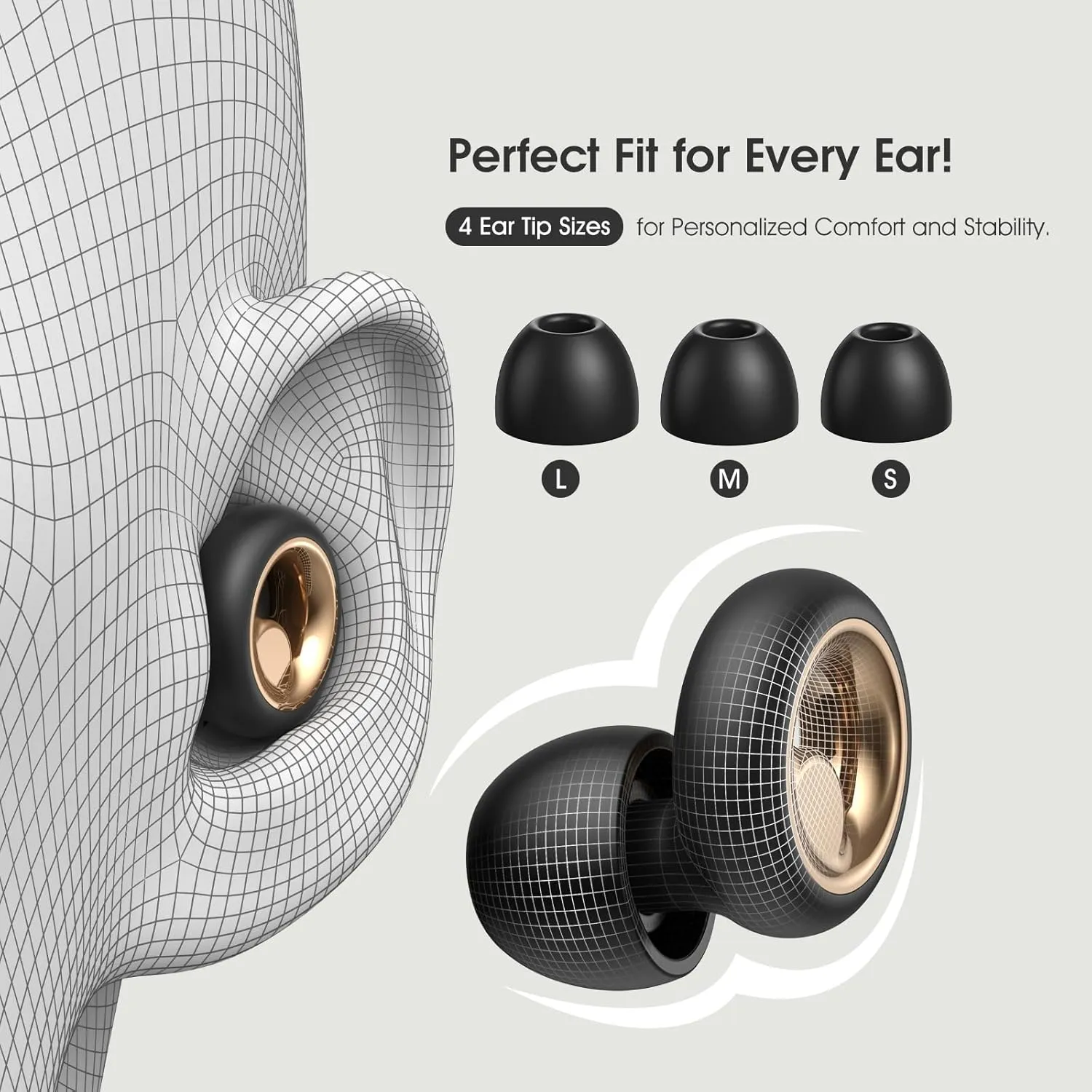 Ear Plugs for Sleeping Noise Cancelling, Soft Earplugs for Sleep, 45dB Reusable Ear Plugs for Noise Reduction with 8 Ear Tips, Silicone Hearing Protection Ear plugs for Concert and Travel(Black)