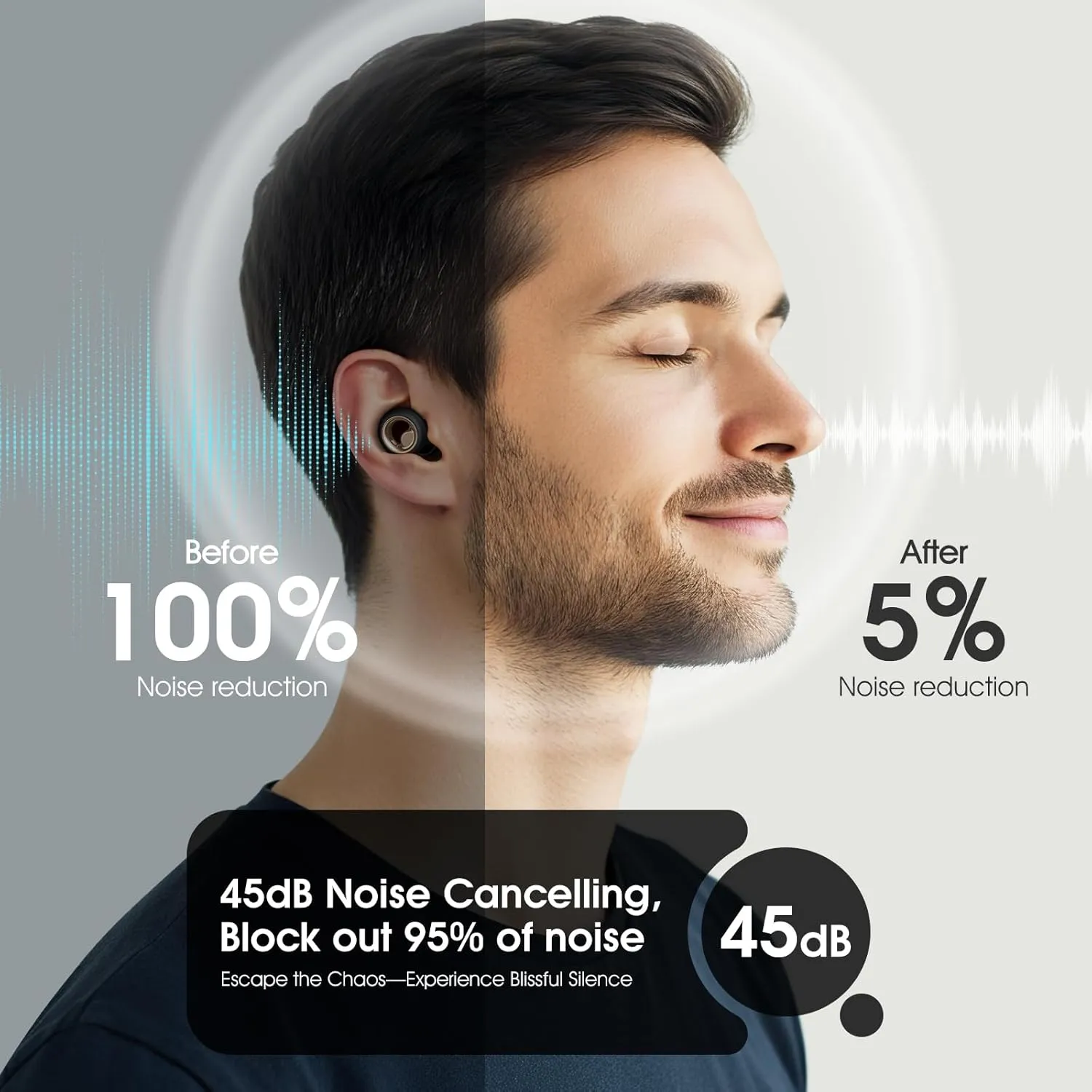 Ear Plugs for Sleeping Noise Cancelling, Soft Earplugs for Sleep, 45dB Reusable Ear Plugs for Noise Reduction with 8 Ear Tips, Silicone Hearing Protection Ear plugs for Concert and Travel(Black)