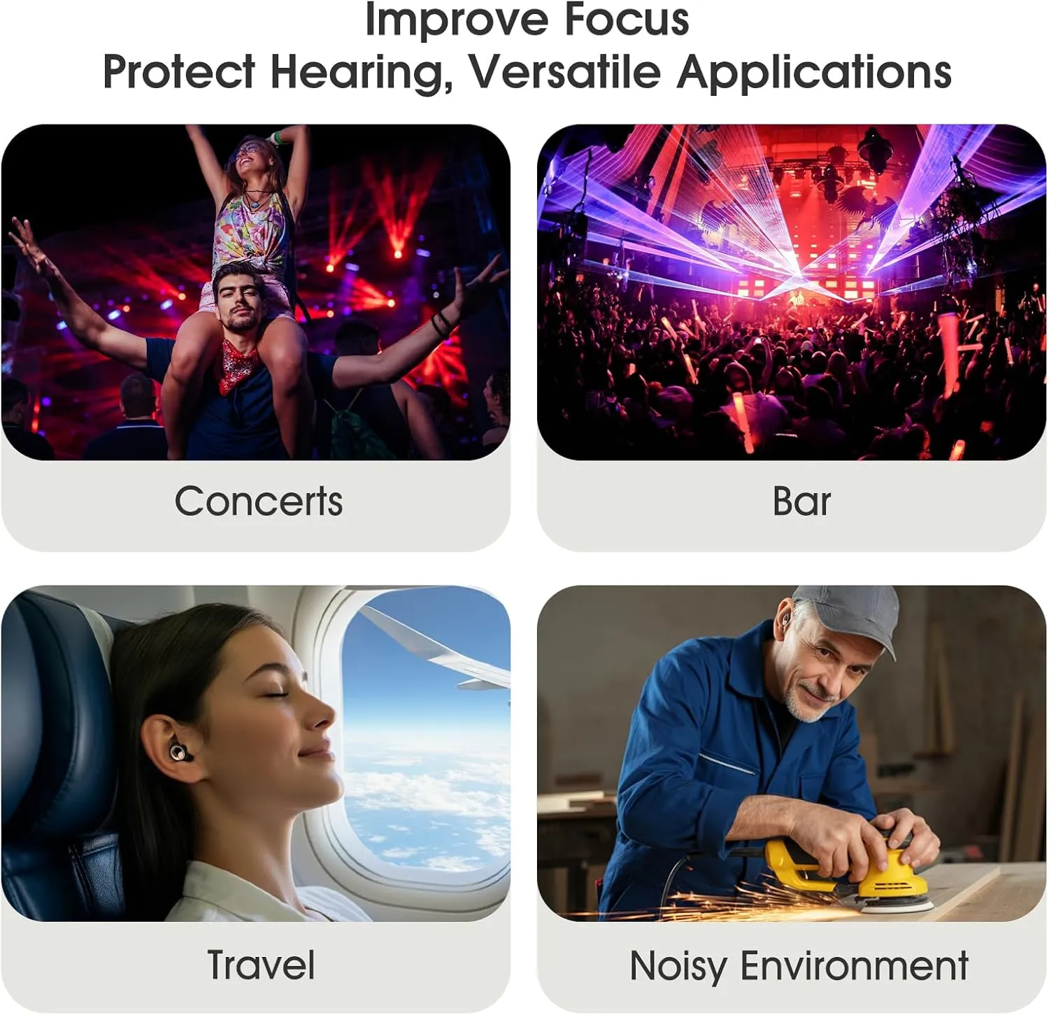 Ear Plugs for Sleeping Noise Cancelling, Soft Earplugs for Sleep, 45dB Reusable Ear Plugs for Noise Reduction with 8 Ear Tips, Silicone Hearing Protection Ear plugs for Concert and Travel(Black)