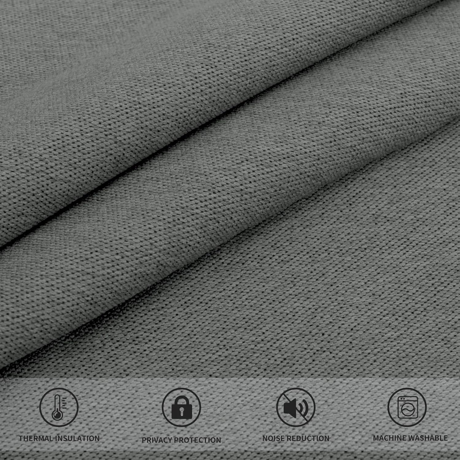 Easy-Going Linen Look Blackout Curtain 84 Inch Length Grommet Window Curtain Drapes for Bedroom, Living Room Thermal Insulated Room Darkening (Set of 2 Panels, Gray)