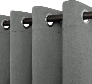 Easy-Going Linen Look Blackout Curtain 84 Inch Length Grommet Window Curtain Drapes for Bedroom, Living Room Thermal Insulated Room Darkening (Set of 2 Panels, Gray)