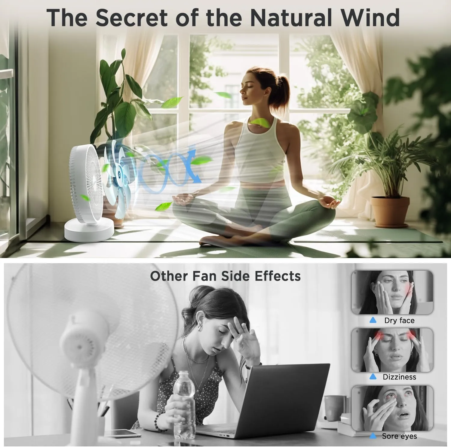 EasyAcc 11 Inch Large Desk Fan, USB Fan Air Circulator Fan Ultra Quiet 24 dB, IP67 waterproof, 5 Speeds, Timer, Energy Saving Table Fan, Adjustable Angle for Home, Office, Bedroom（USB - Powered）