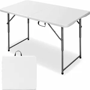 Edtian Folding Table, 4ft Small, Portable & Foldable for Indoor & Outdoor Use, Sturdy, Compact Card Table for Camping, Crafting, White