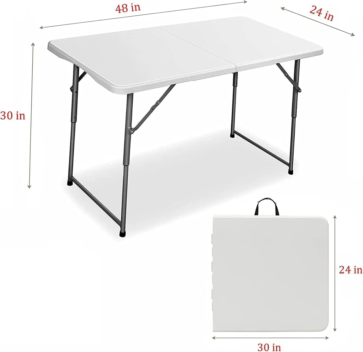 Edtian Folding Table, 4ft Small, Portable & Foldable for Indoor & Outdoor Use, Sturdy, Compact Card Table for Camping, Crafting, White