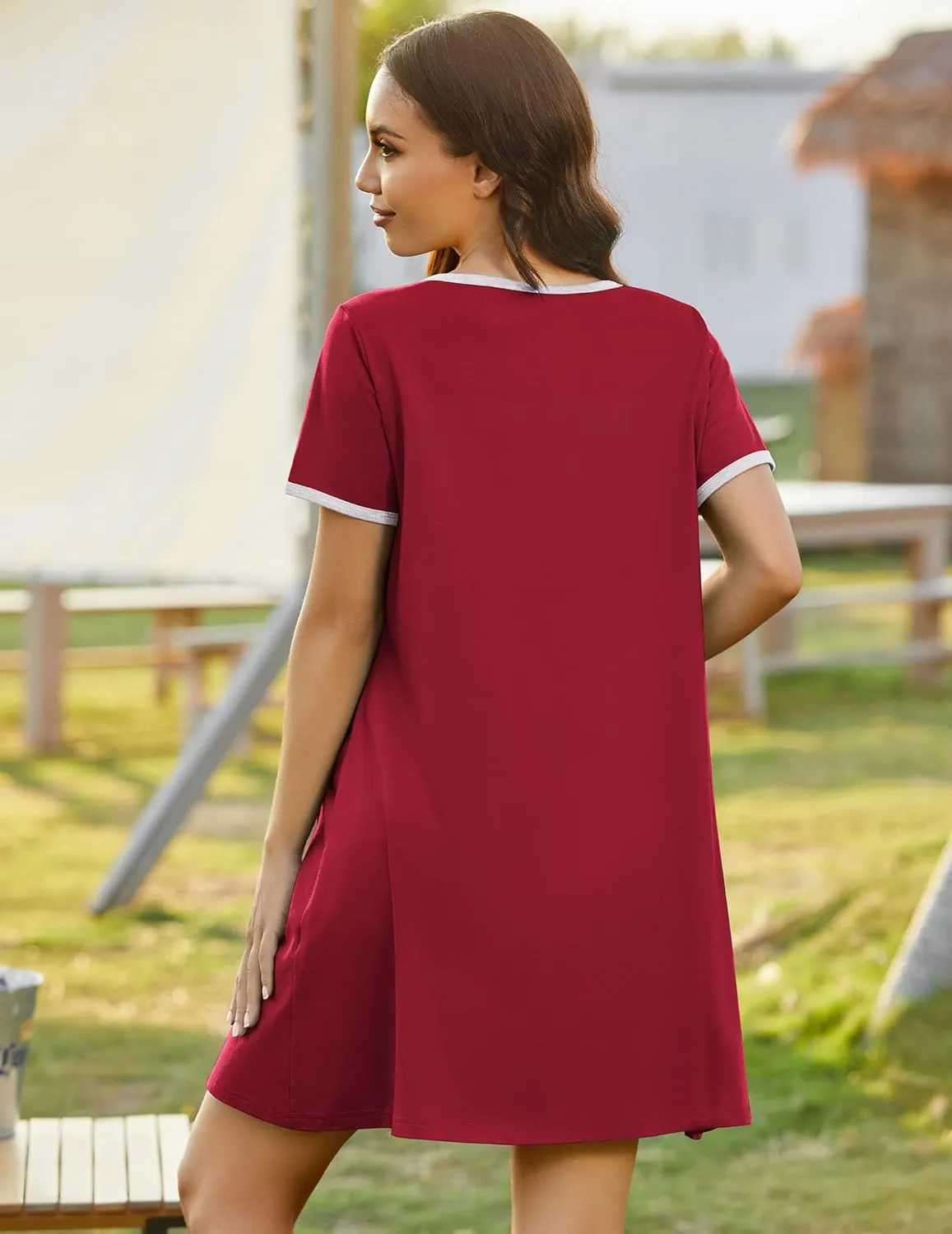 Ekouaer Zip Up Robes for Women Short Sleeves Zipper House Coat Short Bathrobes Lightweight Nightgown with Pockets S-3XL
