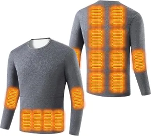 Electric Heating Shirts, Men Women Fleece Liner Thermal Underwears Tops with Dual Switch for Indoor Outdoor