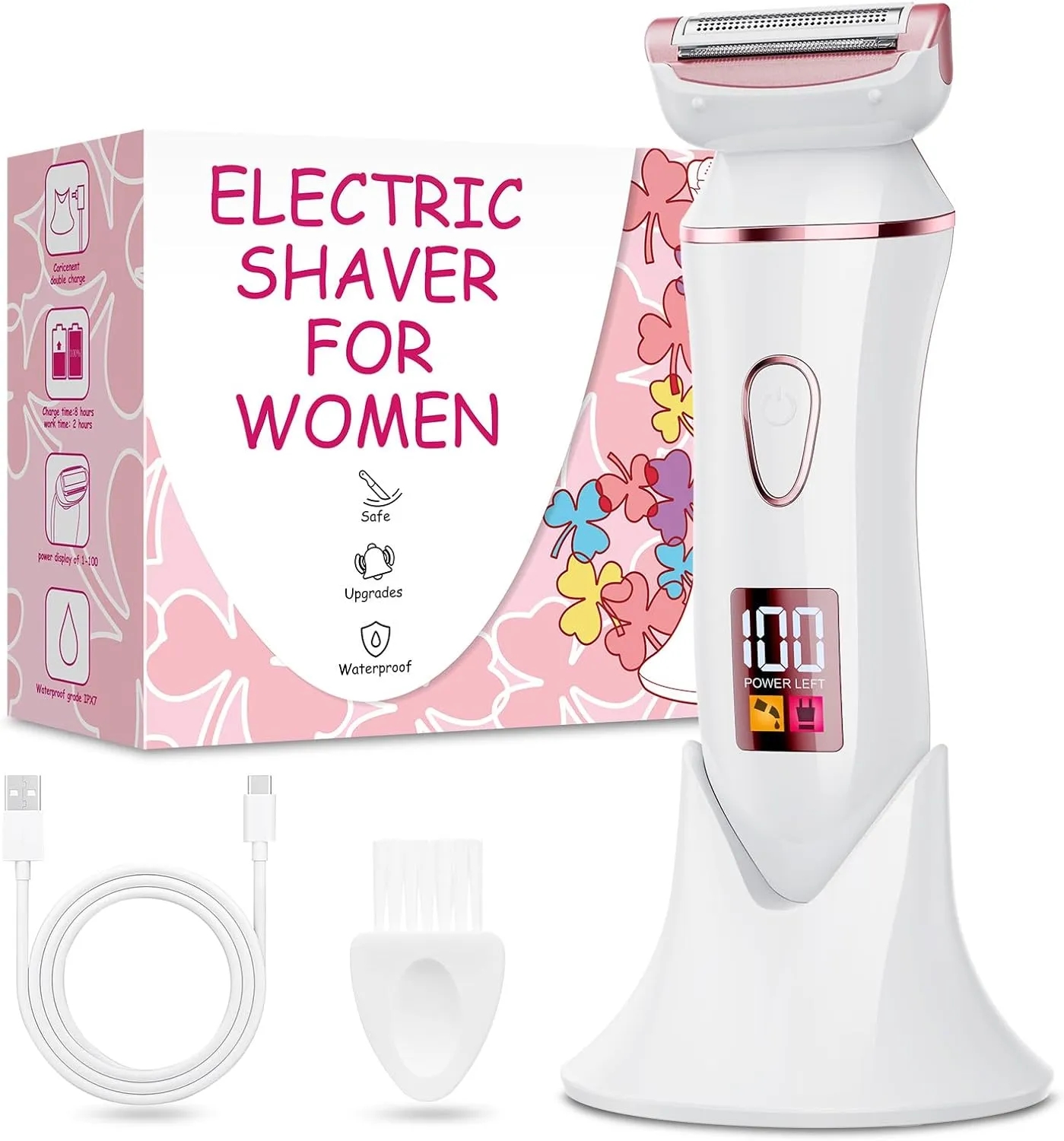 Electric Shaver for Women, Gifts for Women, Electric Razor for Womens, Rechargeable Wet Dry Lady Hair Remover,IPX7 Waterproof,Shaver for Legs (Rose Gold)