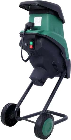 Electric Wood Chipper, 15Amp Wood Chipper Electric with Portable Wheels, Auto Shut-Off, Double Sided Blade System, Collection Bag, Heavy-Duty ABS Housing, Efficient Garden