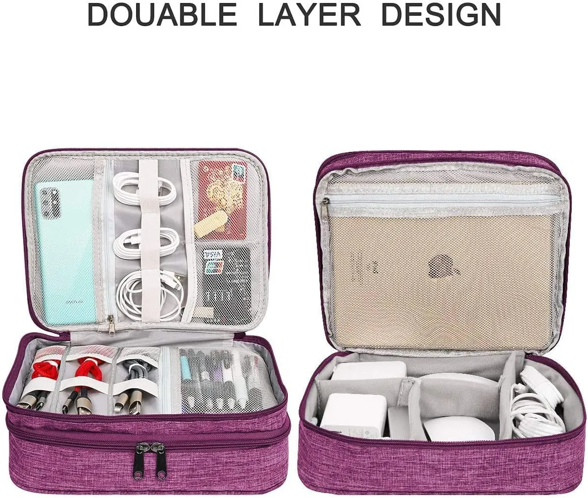 Electronics Organizer, Jelly Comb Electronic Accessories Cable Organizer Bag Waterproof Travel Cable Storage Bag for Charging Cable, Power Bank, iPad
