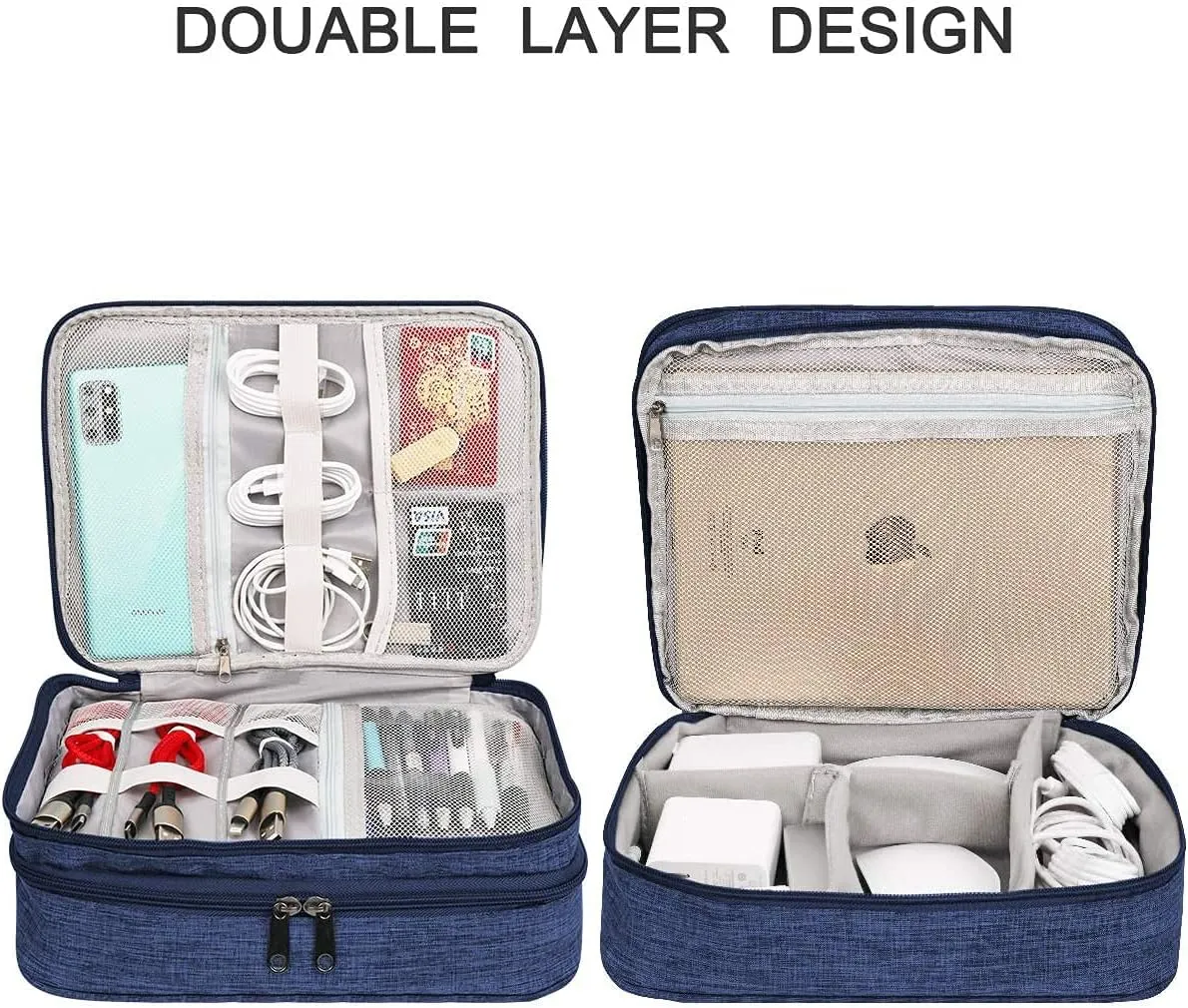 Electronics Organizer, Jelly Comb Electronic Accessories Cable Organizer Bag Waterproof Travel Cable Storage Bag for Charging Cable, Power Bank, iPad