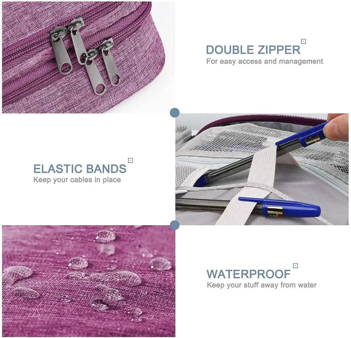 Electronics Organizer, Jelly Comb Electronic Accessories Cable Organizer Bag Waterproof Travel Cable Storage Bag for Charging Cable, Power Bank, iPad