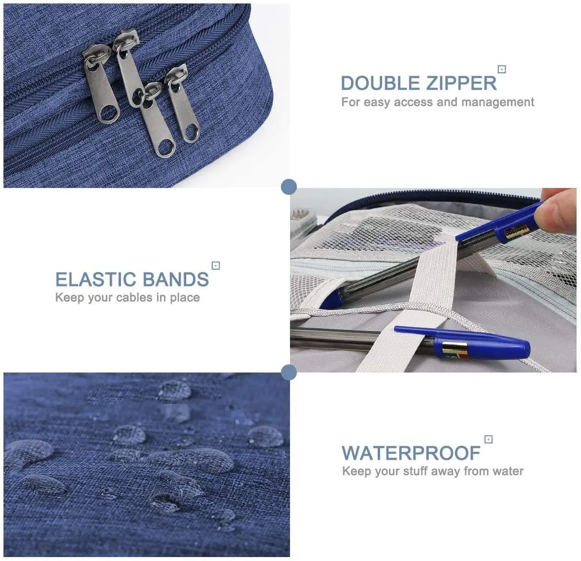 Electronics Organizer, Jelly Comb Electronic Accessories Cable Organizer Bag Waterproof Travel Cable Storage Bag for Charging Cable, Power Bank, iPad