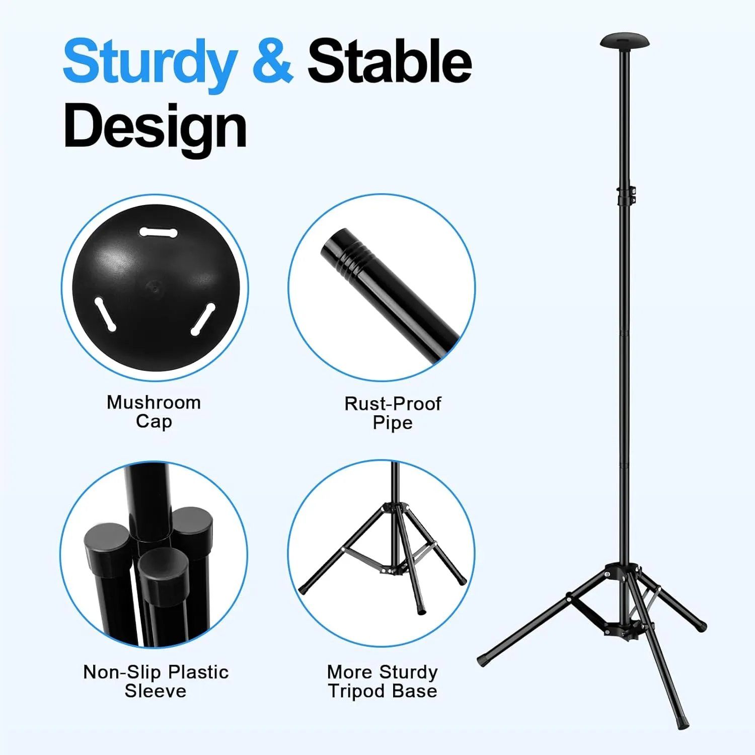 EMART Boat Cover Support Poles System with Metal Tripod Base, Adjustable Pontoon Boat Cover Support Poles with 3 Straps, Storage Bag, to Weatherproof The Canoe, Kayaks, Fishing Boat