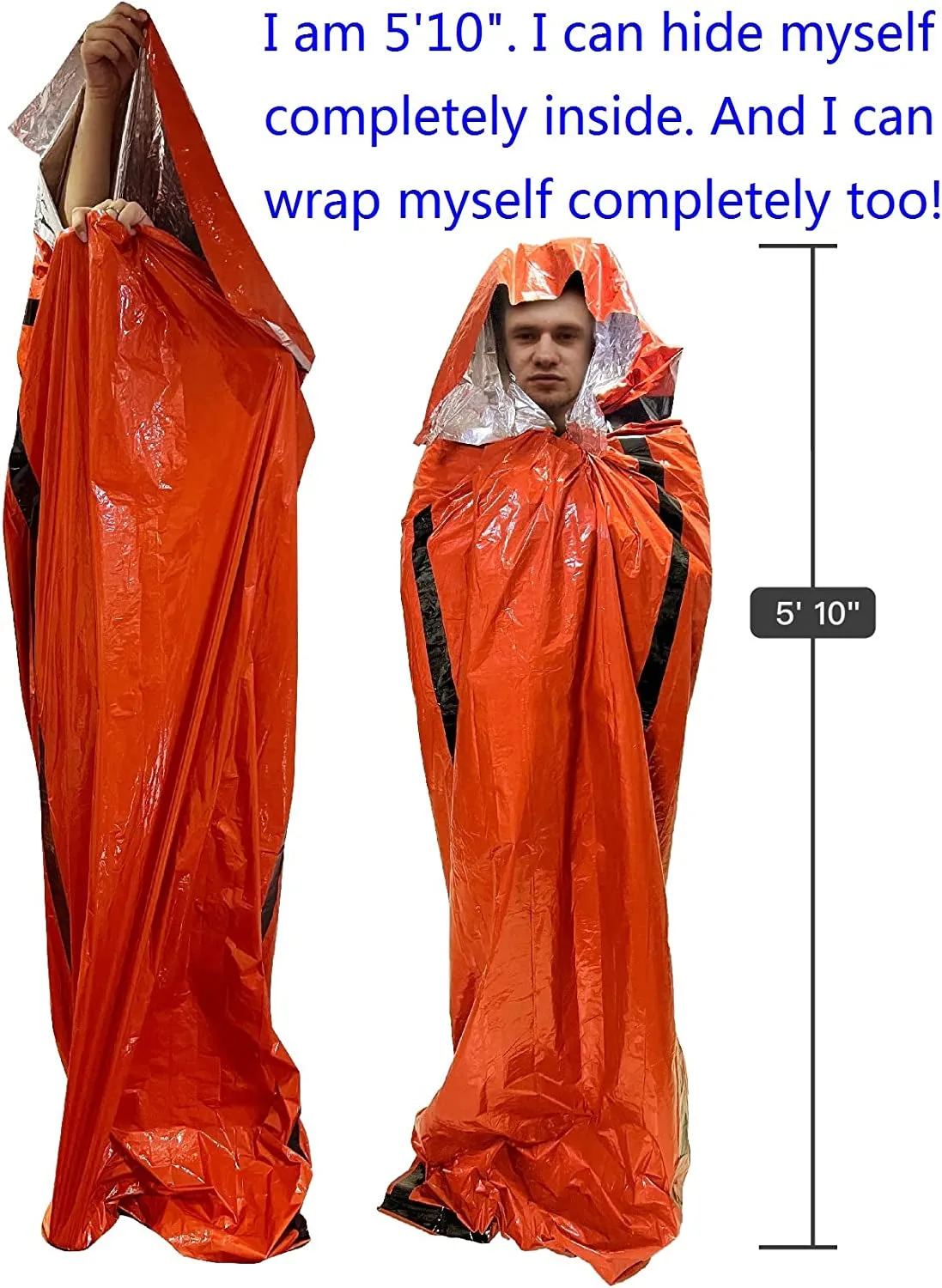 Emergency Sleeping Bag 2-Pack, Survival Bivy Sack, Portable Thermal Blanket
