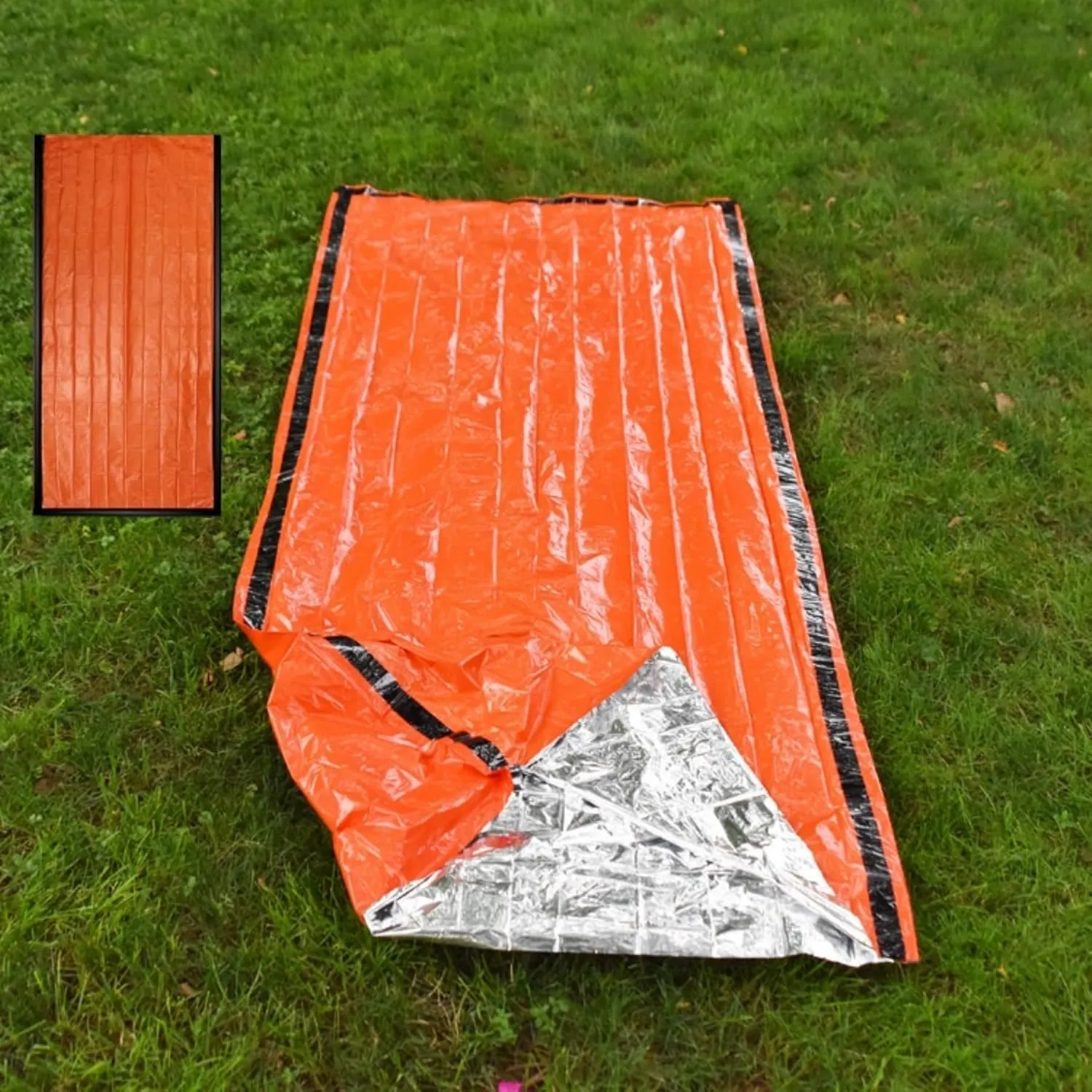 Emergency Survival Sleeping Bag，Tiny Portable Thermal Waterproof Bivy Sack Blanket,Survival Sleeping Bag，Waterproof Thermal Bivy Sack for Outdoor