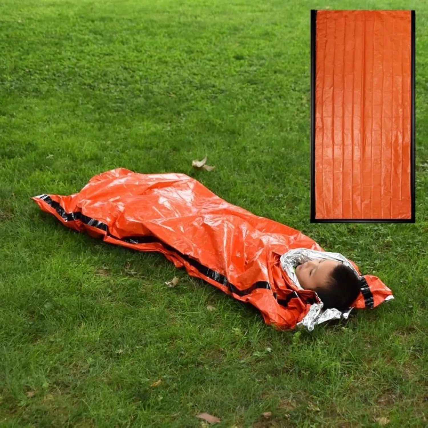 Emergency Survival Sleeping Bag，Tiny Portable Thermal Waterproof Bivy Sack Blanket,Survival Sleeping Bag，Waterproof Thermal Bivy Sack for Outdoor
