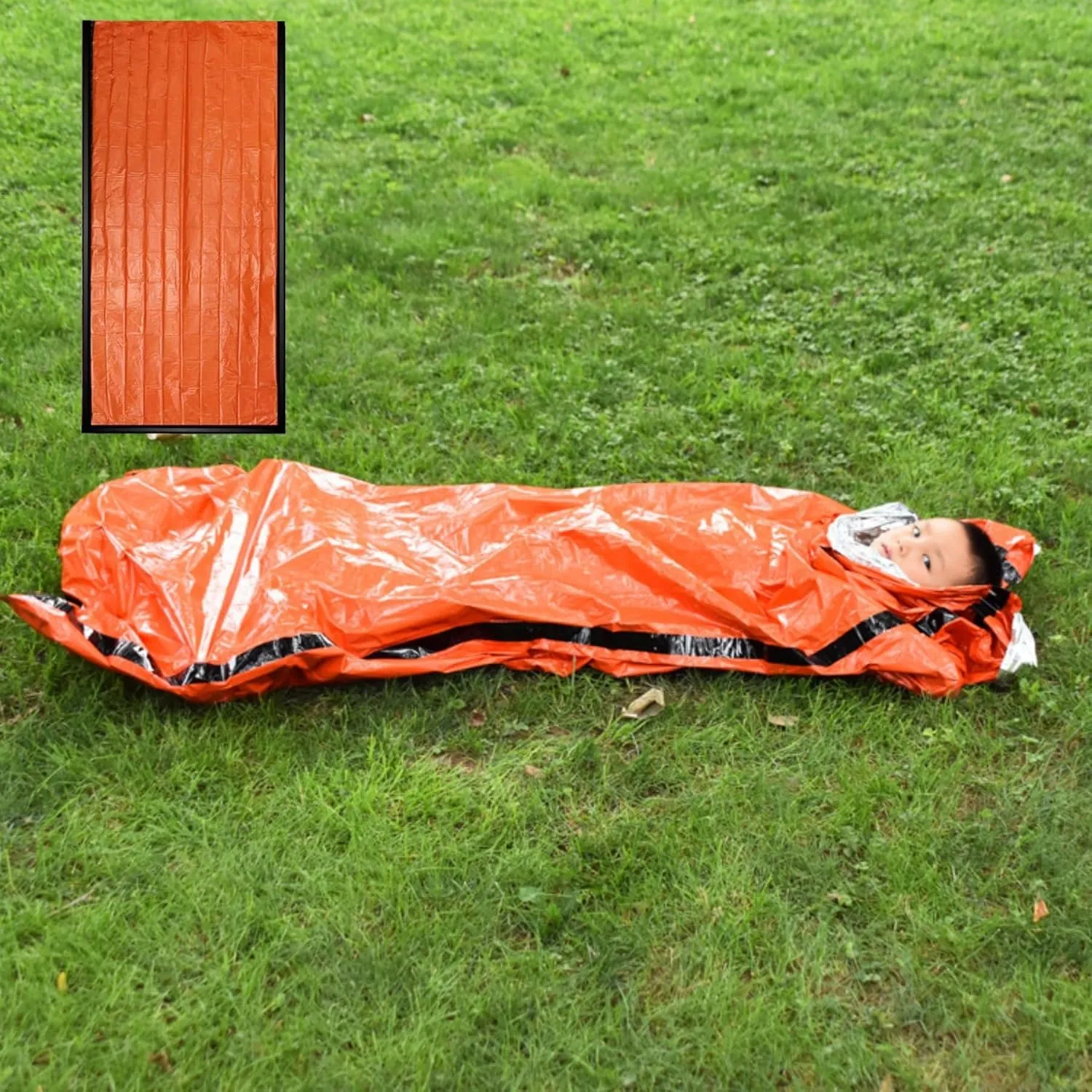 Emergency Survival Sleeping Bag，Tiny Portable Thermal Waterproof Bivy Sack Blanket,Survival Sleeping Bag，Waterproof Thermal Bivy Sack for Outdoor