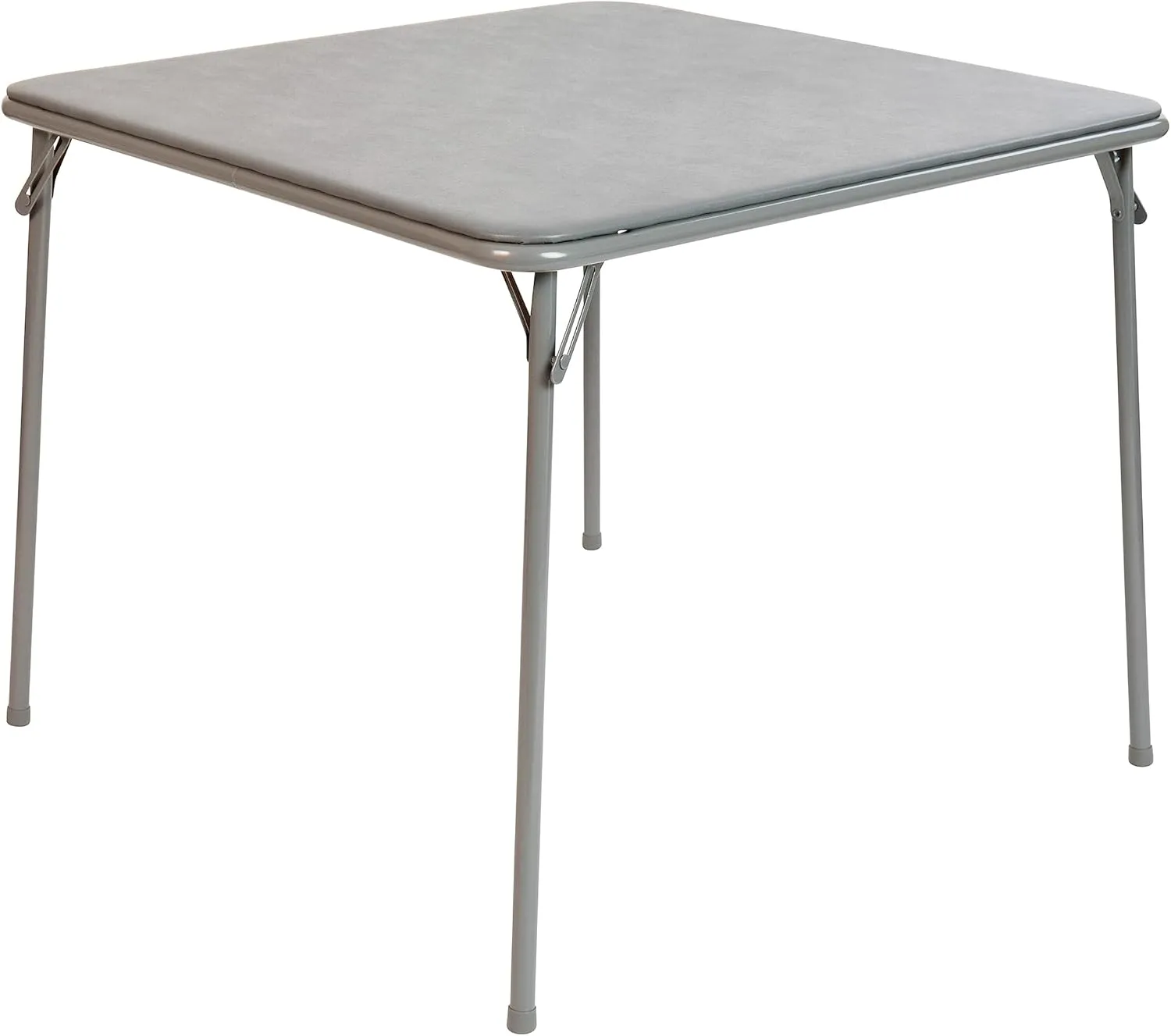 EMMA   OLIVER Gray Foldable Card Table with Vinyl Table Top - Game Table - Portable Table