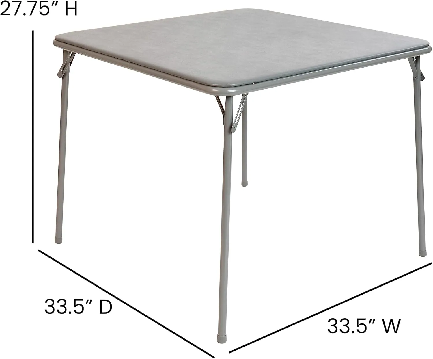 EMMA   OLIVER Gray Foldable Card Table with Vinyl Table Top - Game Table - Portable Table