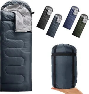 Envelope Camping Sleeping Bag 3 Seasons Warm & Cool Weather, Lightweight, Waterproof, Portable for Adults & Kids - Camping Gear Equipment Hiking Travel, Indoors and Outdoors