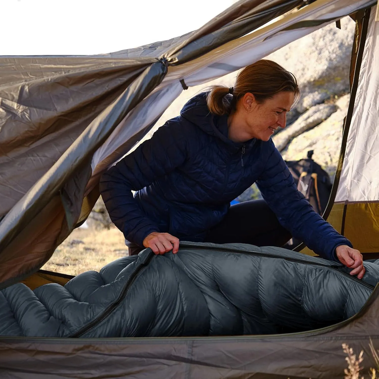Envelope Camping Sleeping Bag 3 Seasons Warm & Cool Weather, Lightweight, Waterproof, Portable for Adults & Kids - Camping Gear Equipment Hiking Travel, Indoors and Outdoors