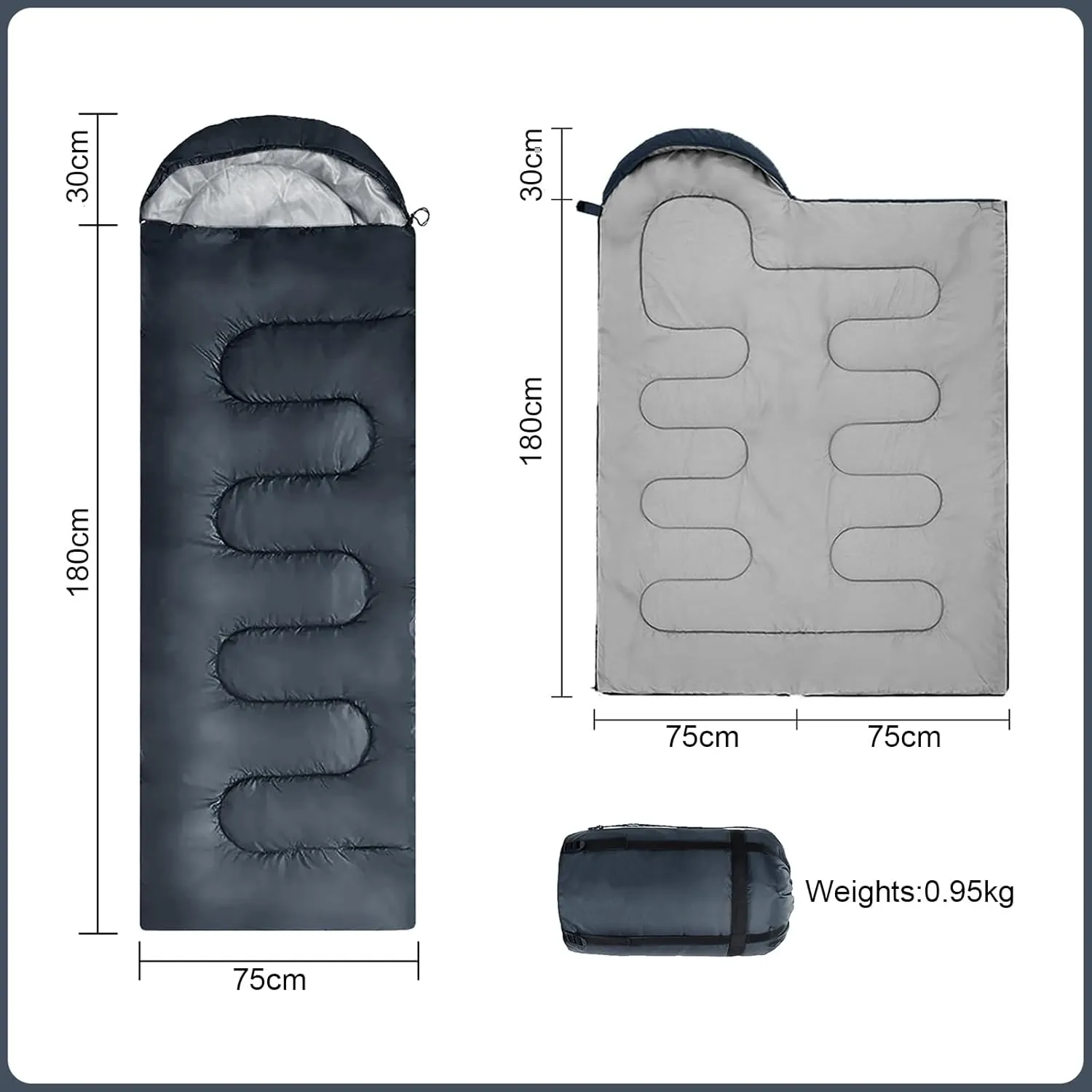 Envelope Camping Sleeping Bag 3 Seasons Warm & Cool Weather, Lightweight, Waterproof, Portable for Adults & Kids - Camping Gear Equipment Hiking Travel, Indoors and Outdoors