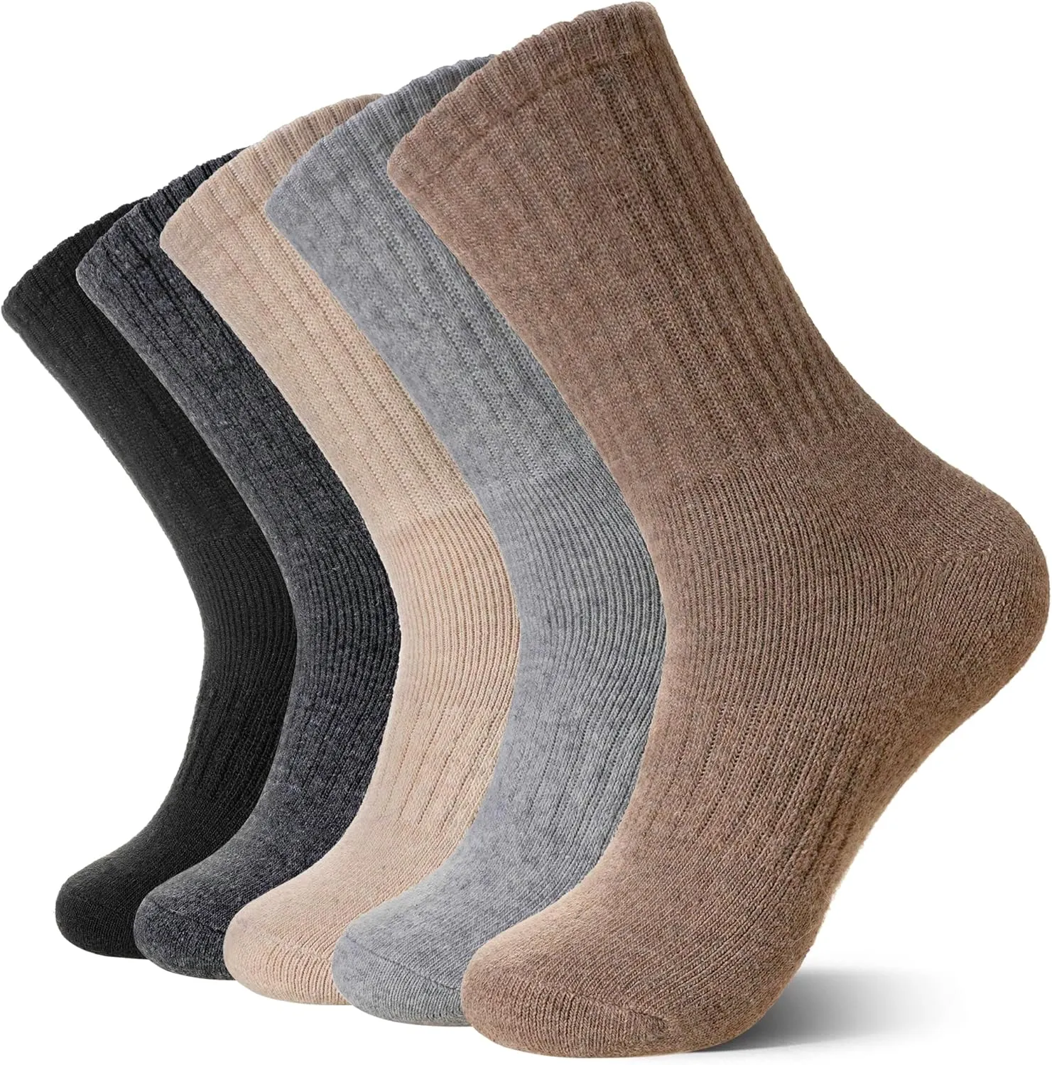 Eocom Merino Wool Hiking Socks for Women & Men Thermal Winter Warm Thick Cushion Crew Work Boot Socks 5 Pairs