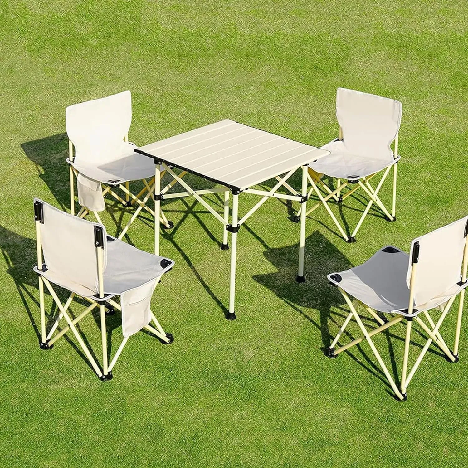 esmen Outdoor Folding Camping Table with Storage Bag,Portable Foldable Egg Roll Table,Carbon Steel for Beach,Camping,Picnic,Travel
