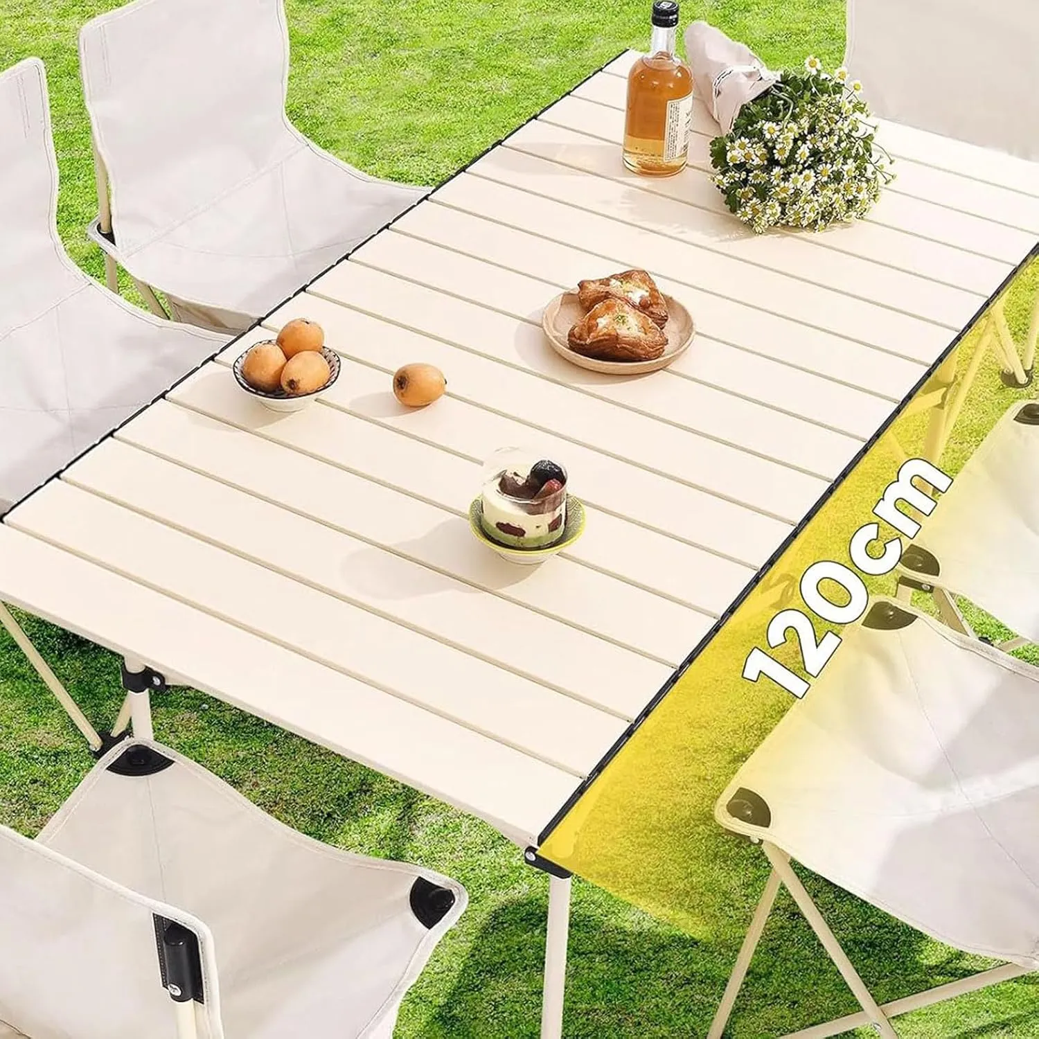 esmen Outdoor Folding Camping Table with Storage Bag,Portable Foldable Egg Roll Table,Carbon Steel for Beach,Camping,Picnic,Travel