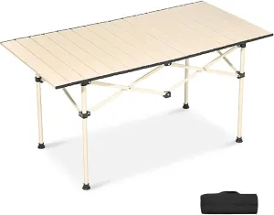 esmen Outdoor Folding Camping Table with Storage Bag,Portable Foldable Egg Roll Table,Carbon Steel for Beach,Camping,Picnic,Travel