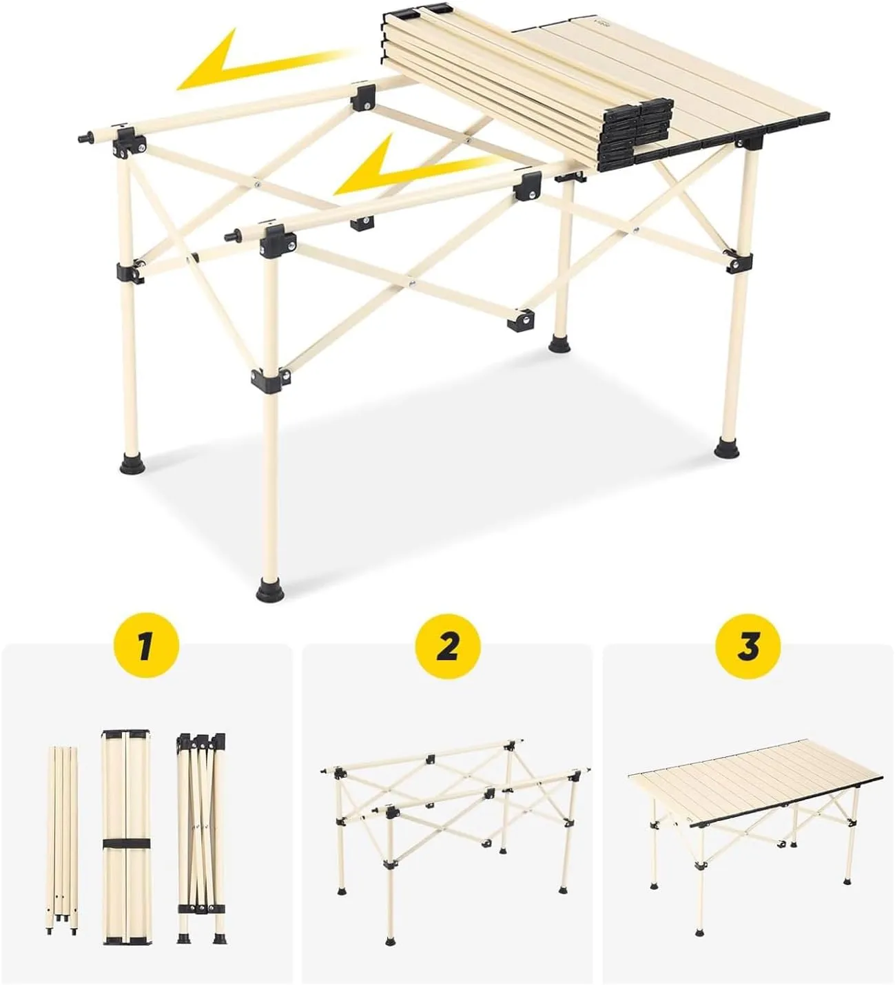 esmen Outdoor Folding Camping Table with Storage Bag,Portable Foldable Egg Roll Table,Carbon Steel for Beach,Camping,Picnic,Travel