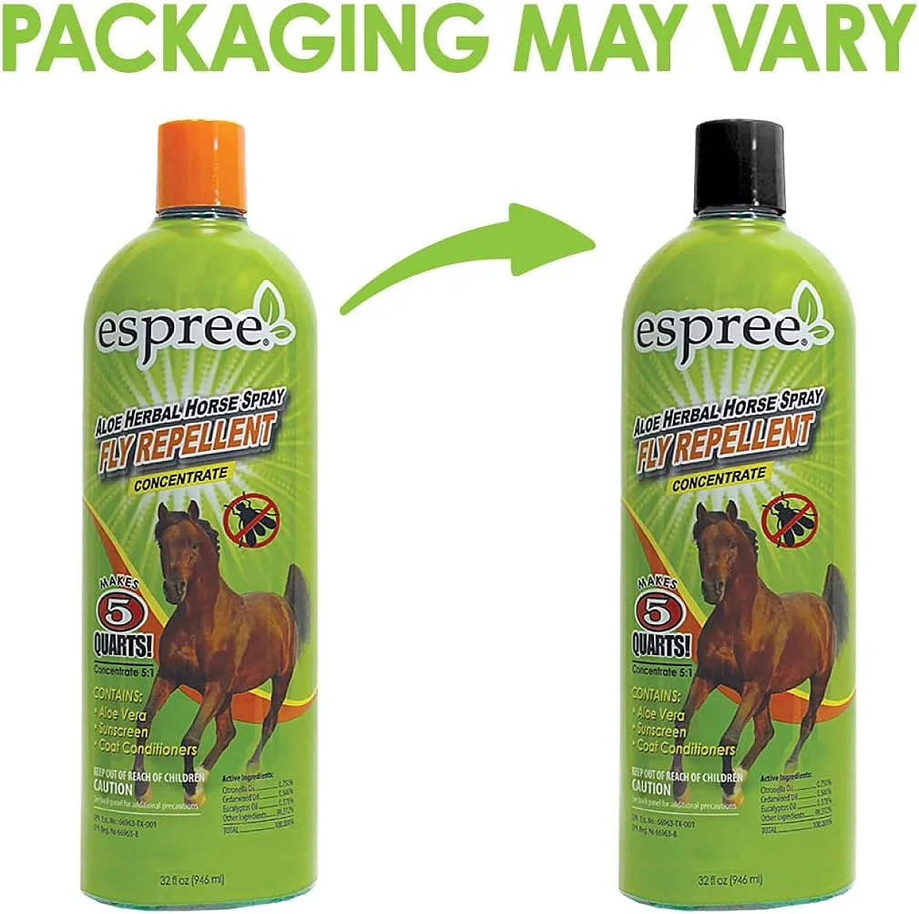 Espree Aloe Herbal Horse Spray | Fly Repellent with Aloe, Sunscreen, and Coat Conditioners | Promotes a Healthy Coat and Protection from The Sun | 32 oz Concentrate