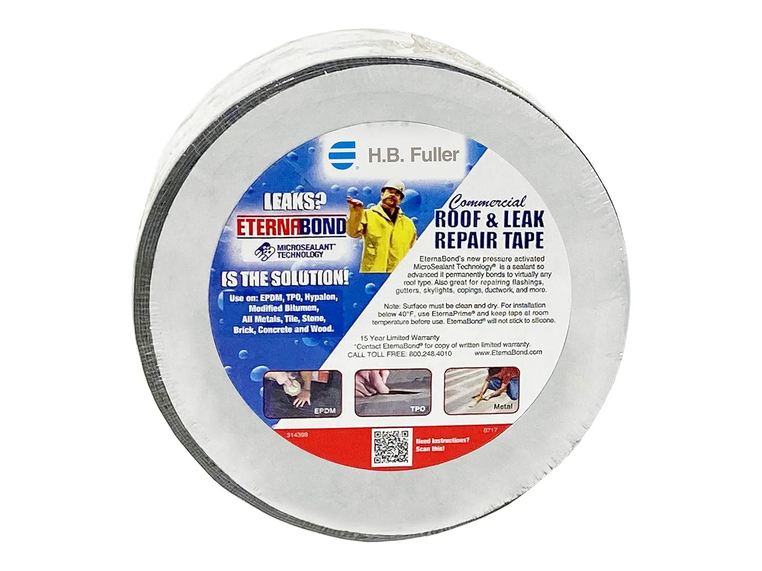 EternaBond RoofSeal Gray 4" x50' MicroSealant UV Stable RV Roof Seal Repair Tape | 35 mil Total Thickness - EB-RG040-50R - One-Step Durable, Waterproof and Airtight Sealant